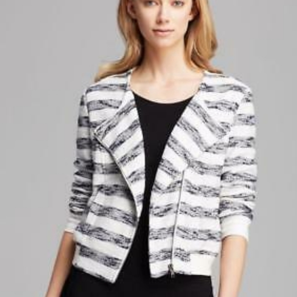 Sanctuary Clothing Blue Stripe Asymmetrical Jacket